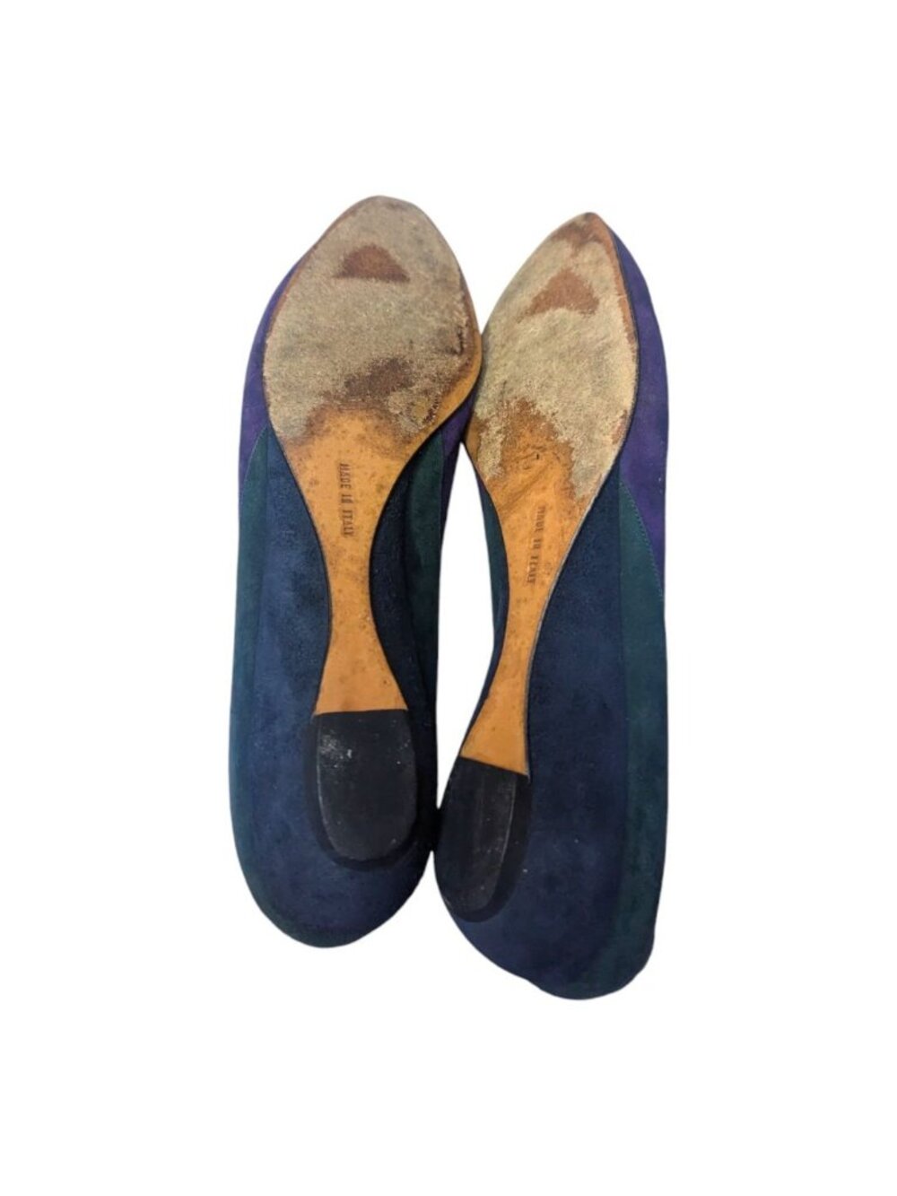VTG Salvatore Ferragamo Purple Green Kitten Wedge Pointed Toe 9AA - Picture 7 of 7